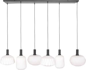 Steinhauer hanglamp 6 lichts Verre Nervuré ribbel glas wit