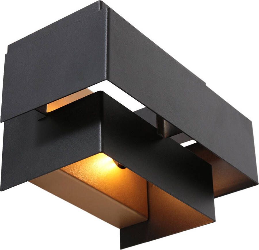Steinhauer Muro wandlamp 2700K 600L 6W 20 cm breed met gouden binnenzijde zwart