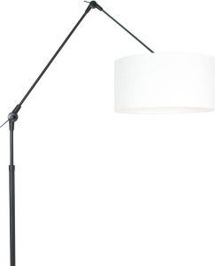 Steinhauer Prestige Chic vloerlamp knikarm met lampenkap Ø40 cm zwart met wit linnen