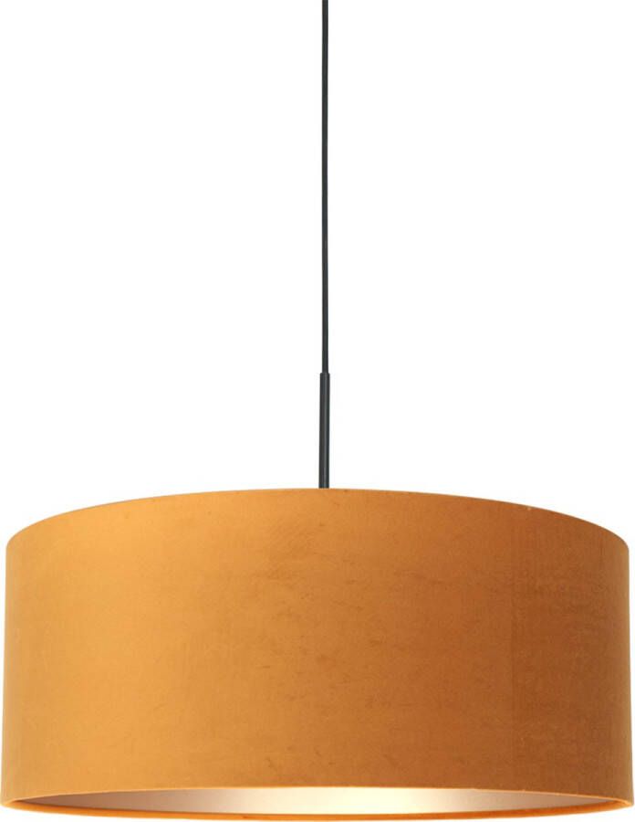 Steinhauer Sparkled Light hanglamp okergele velvet kap Ø50 cm verstelbaar in hoogte zwart