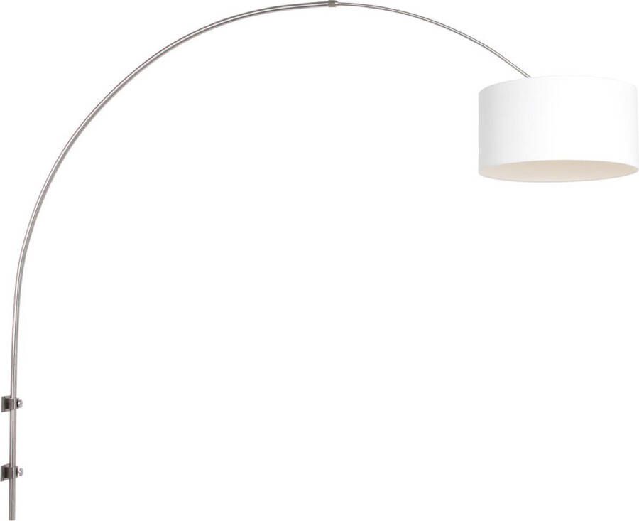 Steinhauer Sparkled Light wandlamp boog kap ⌀40 cm draai- en uittrekbaar staal met wit linnen