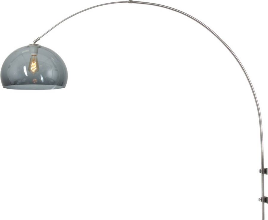 Steinhauer Sparkled Light wandlamp booglamp 140 tot 185 cm breed staal met donker transparante bol