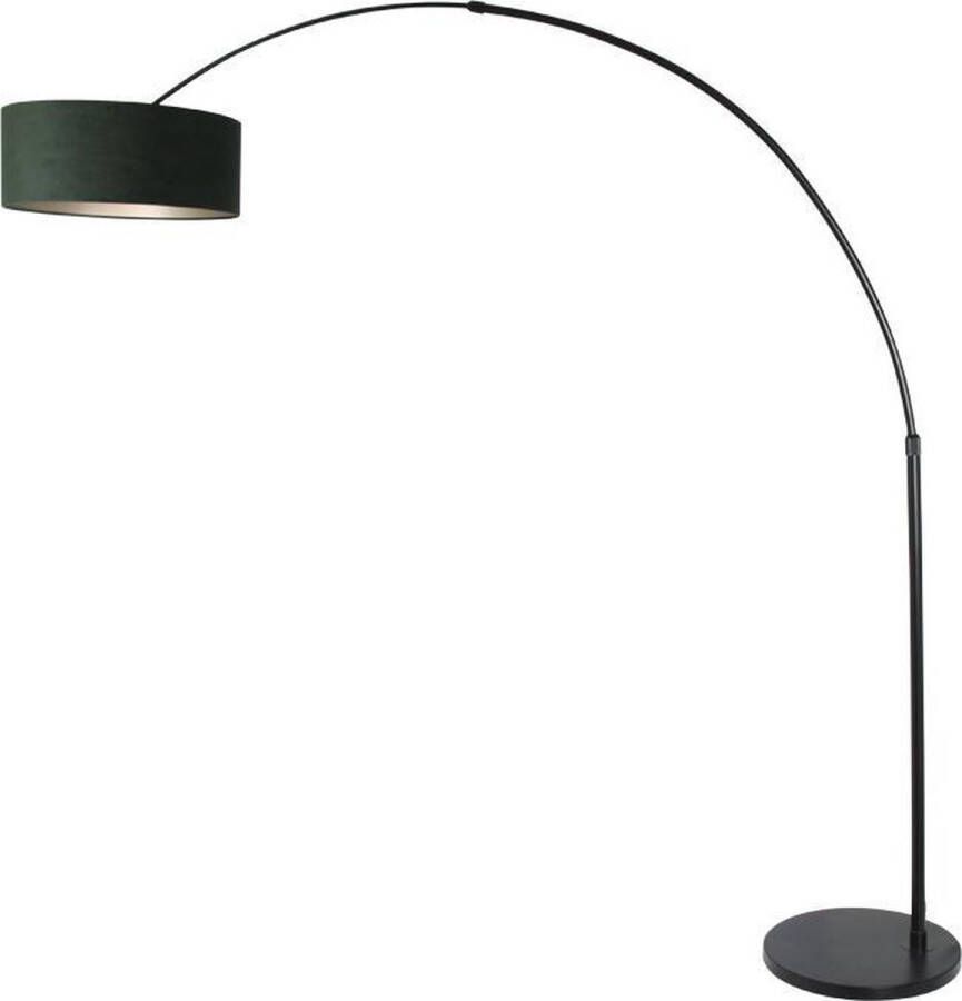 Steinhauer Sparkled vloerlamp booglamp 230 cm hoog verstelbaar zwart met groene lampenkap