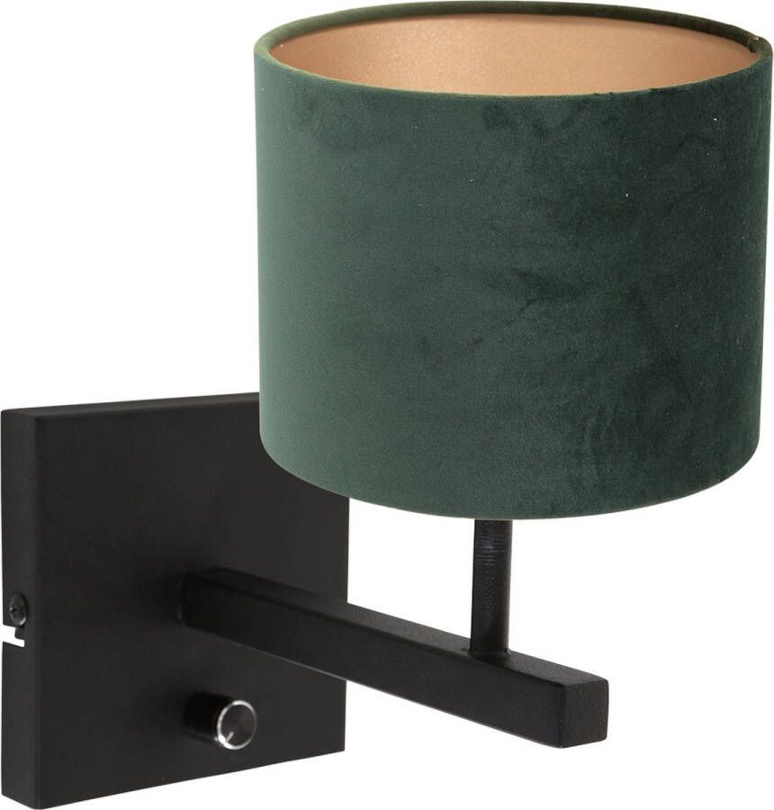 Steinhauer Stang wandlamp E27 25 cm hoog zwart met groene kap