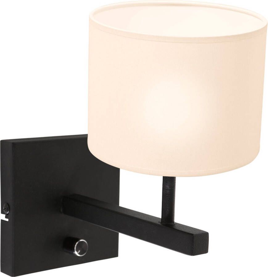 Steinhauer Stang wandlamp E27 25 cm hoog zwart met witte kap