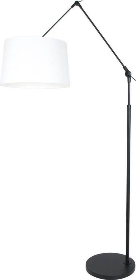 Steinhauer Prestige Chic vloerlamp knikarm verstelbaar 250 cm hoog mat zwart met effen witte kap