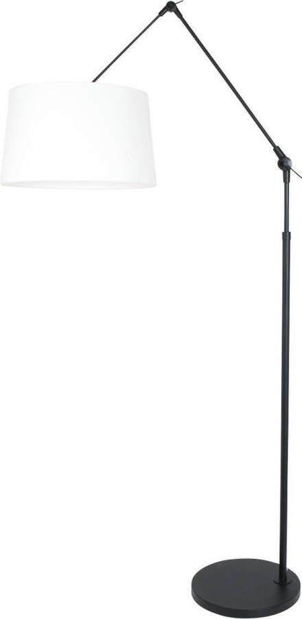 Steinhauer Prestige Chic vloerlamp knikarm verstelbaar 250 cm hoog mat zwart wit linnen kap