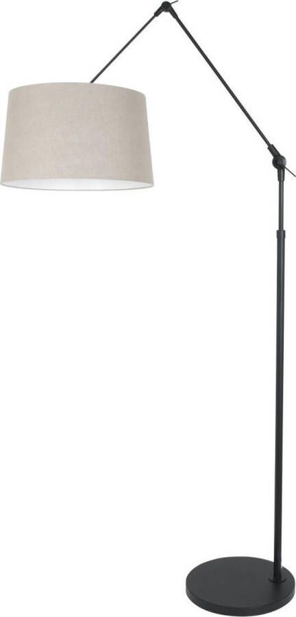 Steinhauer Prestige Chic vloerlamp mat zwart met beige kap verstelbaar