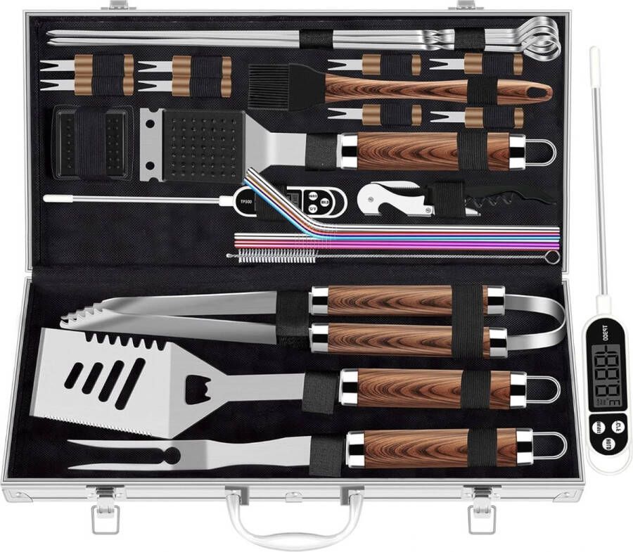Stellar BBQ-gereedschapsset 26-delige BBQ Accessoireset voor barbecue Cadeauset Bbq starter Bbq set gereedschap Bbq set koffer Barbeque