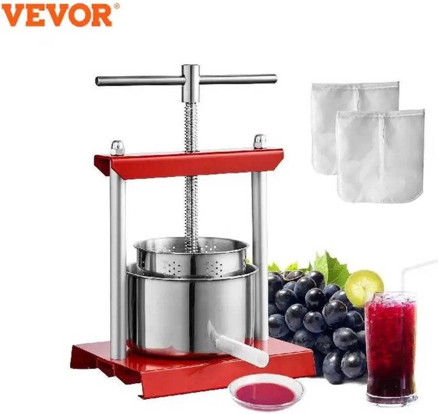 Stellar Fruitpers Handmatig Appel Pers 3L T-Handgreep RVS pers Geschikt voor sappen