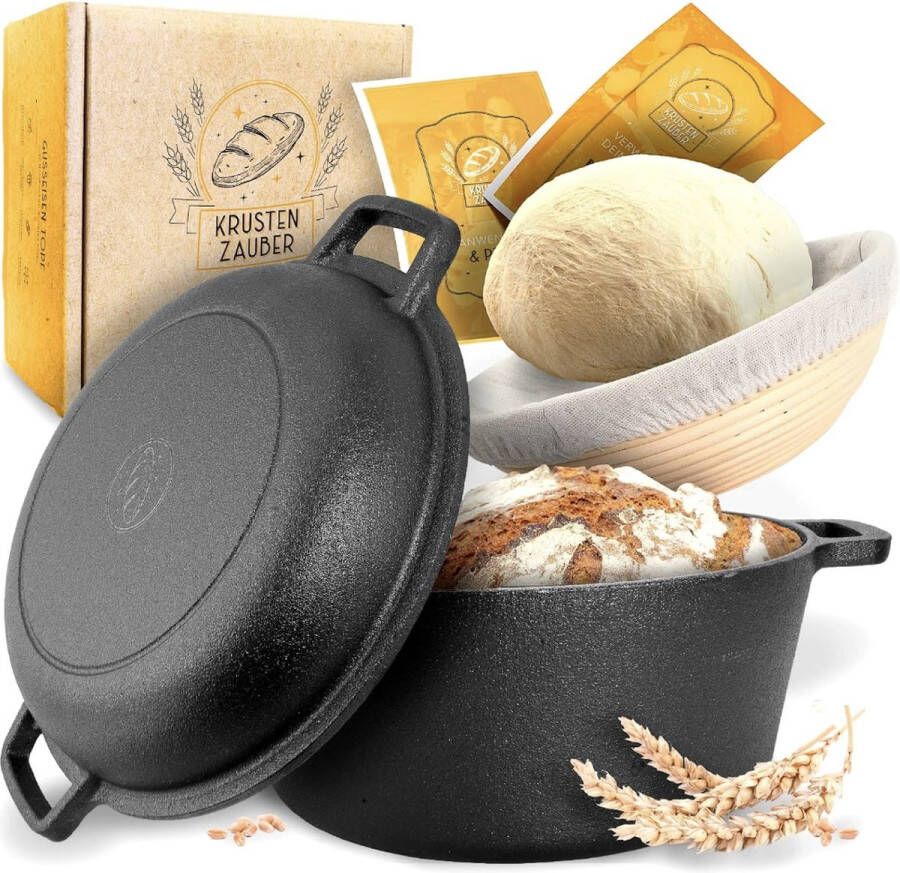 Stellar Gietijzeren Pan Gietijzeren kookpot Brood bakken Robuuste broodbakvorm met deksel Broodpan Gietijzeren pan met deksel Broodvorm