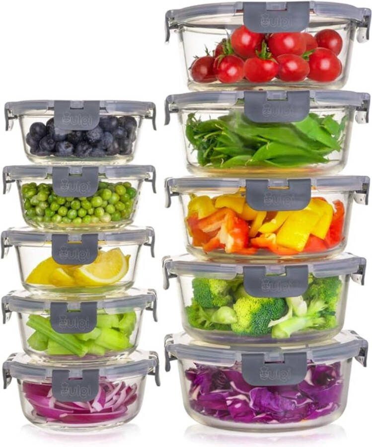 Stellar Glazen voedselbewaardozen Meal Prep Klikslot lekvrije deksels Bakjes opbergen Bakjes Bakje met deksel Glazen bakjes Vershoudbakjes Bewaarbakjes