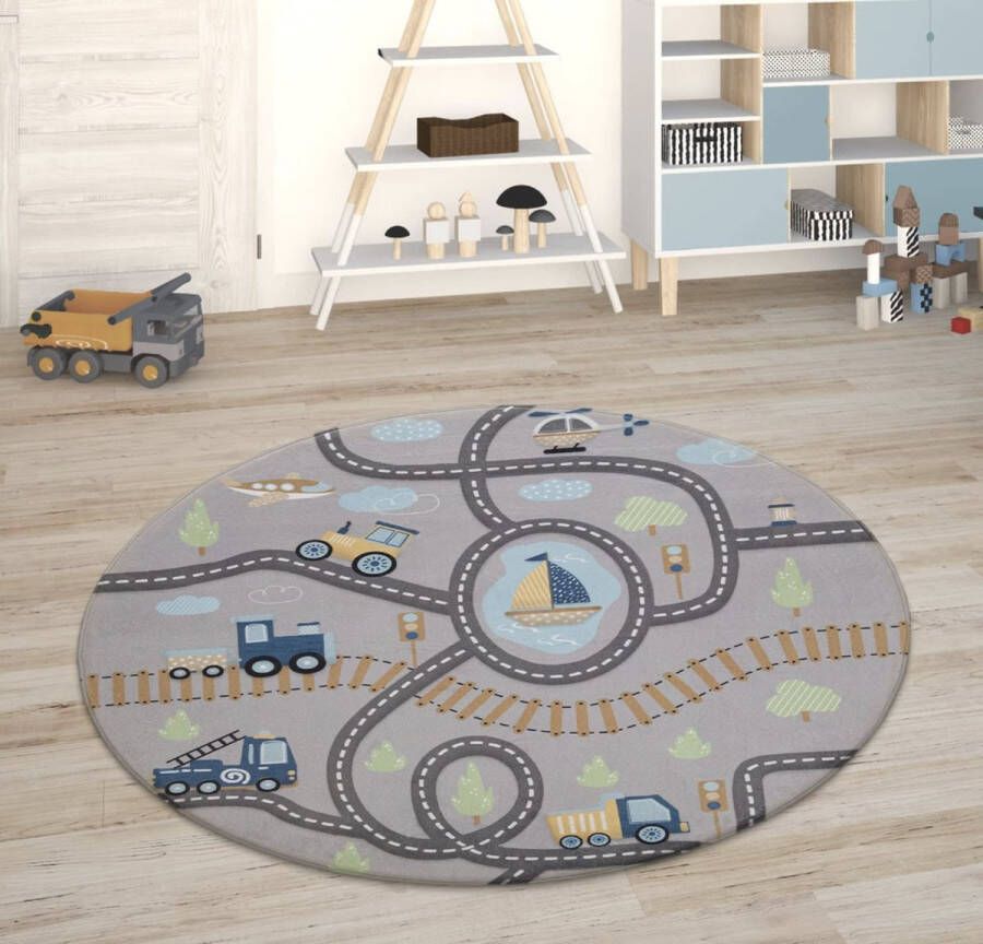 Stellar Kindervloerkleed Vloerkleed Kinderkamer Speelvloerkleed Babykleed Stratenvloerkleed 150 cm rondje