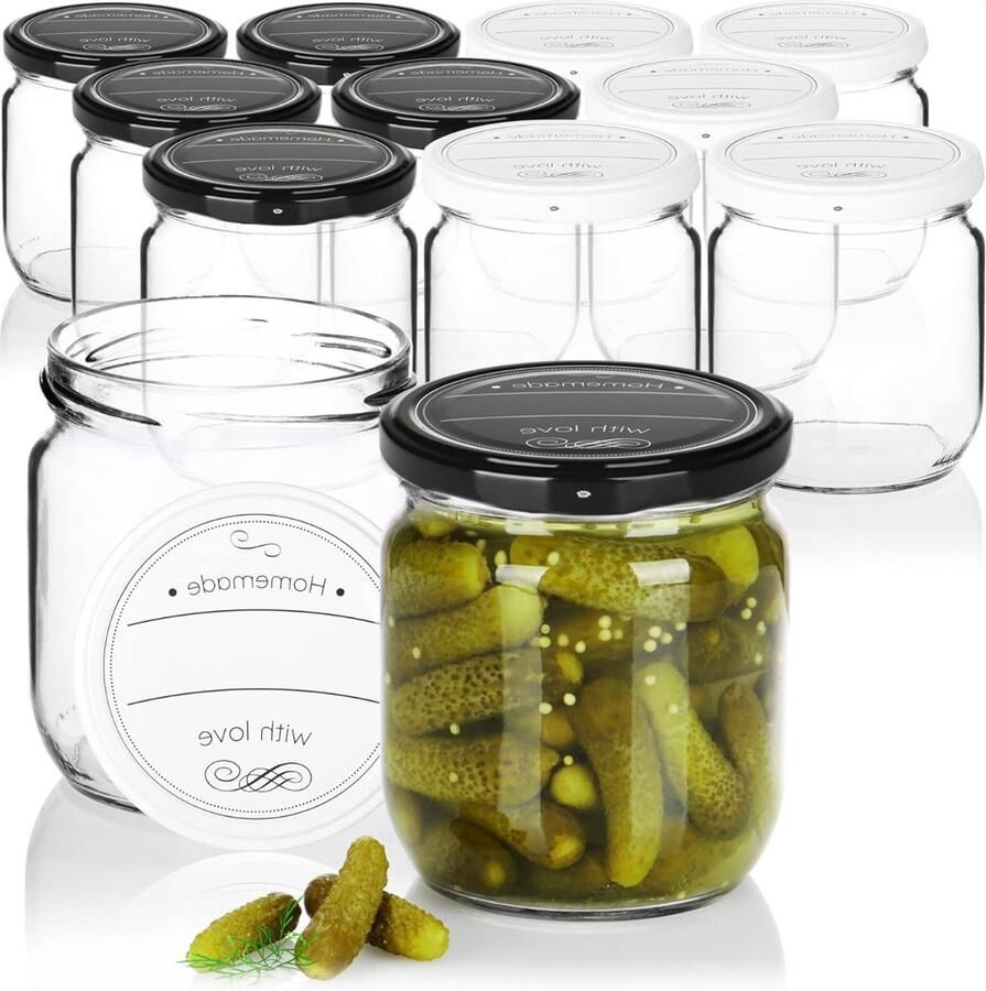 Stellar Bewaarpotten 12 Stuks inhoud 425 ml Voorraad Pot Schroefdeksel Glas Jampotten Weckpot