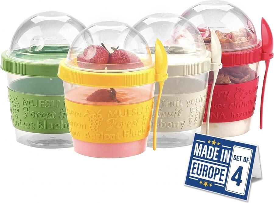 Stellar Yoghurt beker to go Yoghurt beker to go Yoghurt beker Yoghurtbeker Yoghurt Cups Set van 4 100% BPA VRIJ