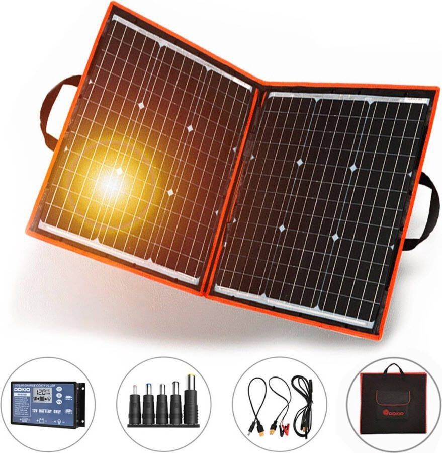 Stellar Works Stellar Opvouwbare Zonnenpanelen Draagbaar Zonnepaneel Mobiel Solar Panel Powerbank Zonneenergie Inclusief Accessoires Lichtgewicht 100W 12V Zwart