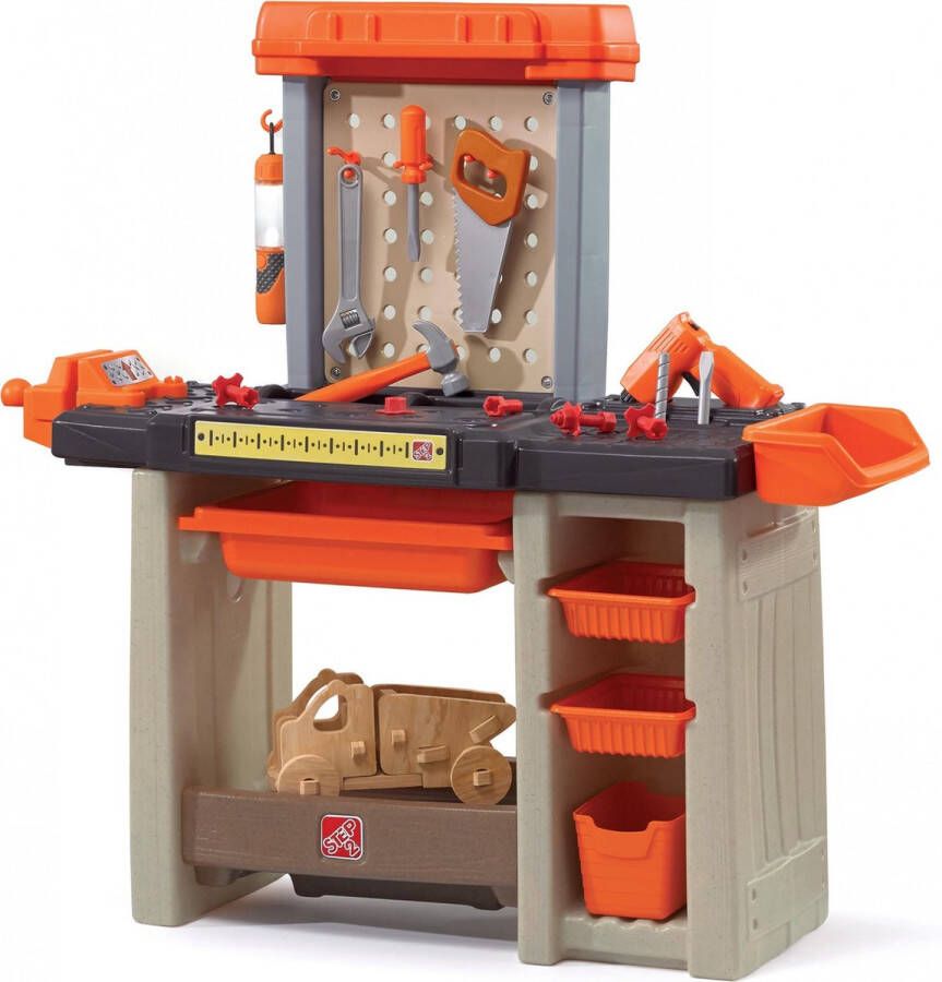Step2 Handyman Workbench Speelgoedwerkbank in Oranje Werkbank voor kinderen incl. 30-delige accessoire-set Kunststof speelgoed