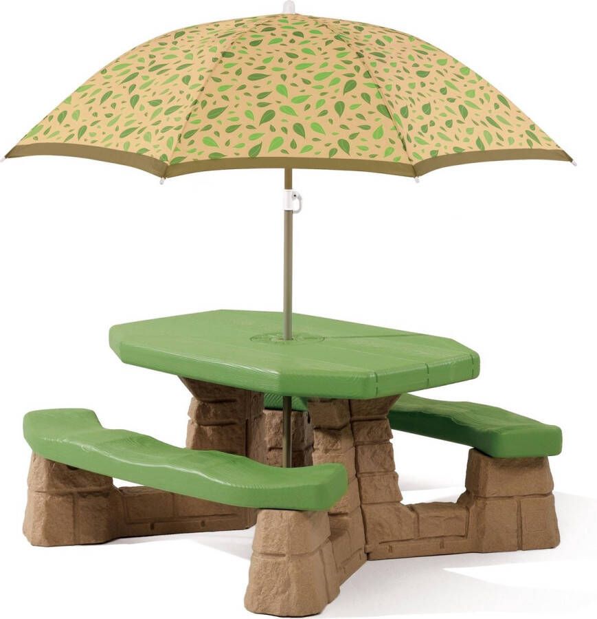 Step2 Naturally Playful Picknicktafel voor 6 kinderen met parasol Picknick set voor kind van plastic kunststof