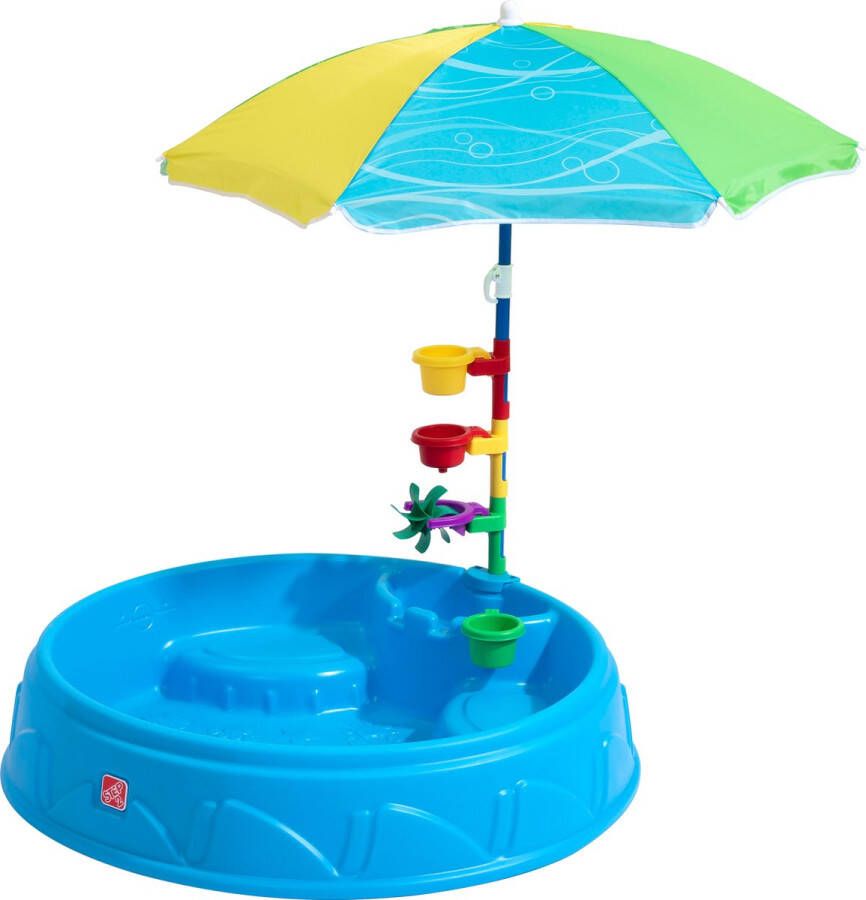 Step2 Play & Shade Pool kinder Zwembad met Parasol in Blauw Zwembadje Peuterbadje Pierenbadje van kunststof 95x19cm Ook te gebruiken als zandbak