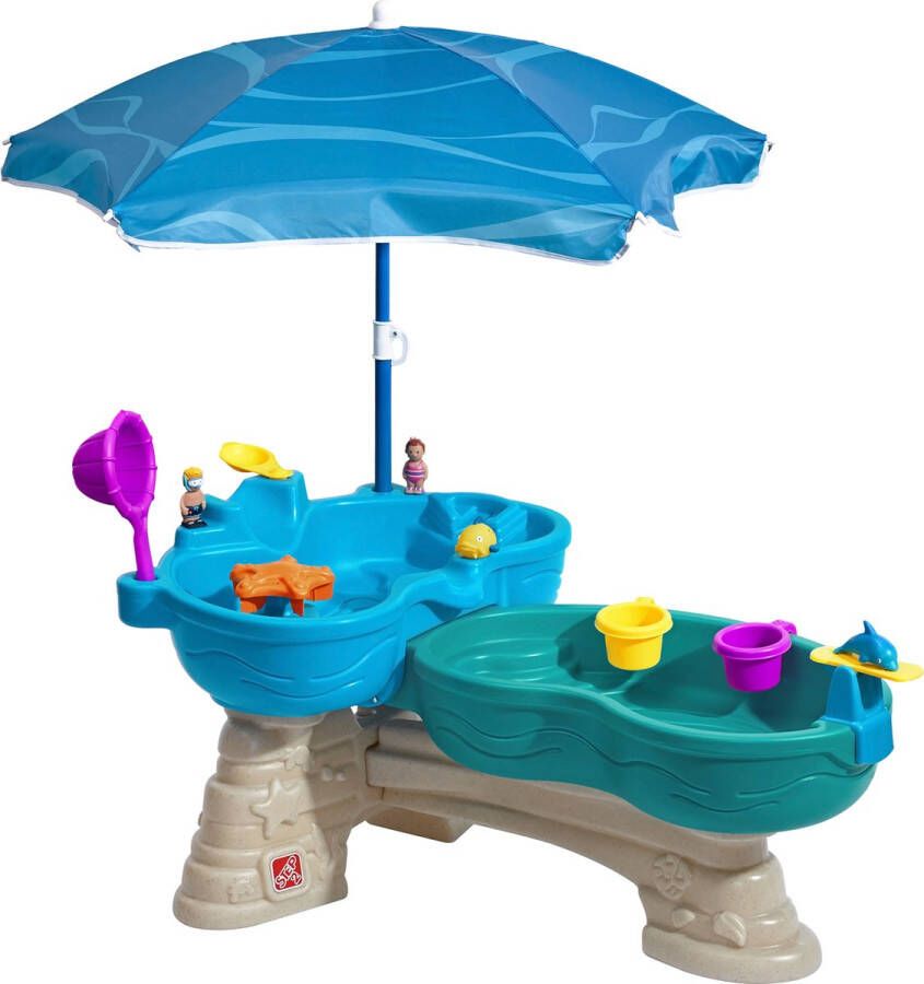 Step2 Spill and Splash Watertafel Met 11 accessoires en parasol Waterspeelgoed voor kind Activiteitentafel met water voor de tuin buiten