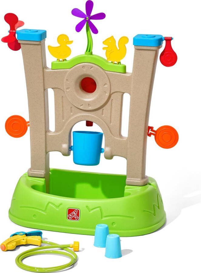Step2 Waterpark Arcade Waterspeelgoed Watertafel met Waterrad en Waterspuit en accessoires zoals doelwitten spinners bekers en meer Activiteitentafel voor de tuin