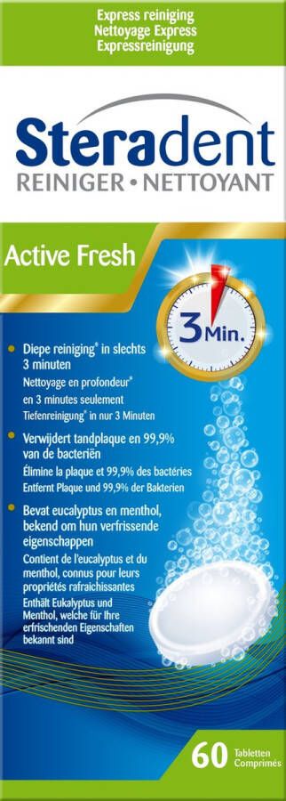 Steradent Kunstgebit Reiniger Active Fresh 60 Tabs