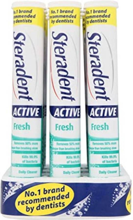 Steradent Kunstgebit reinigingstabletten Active Fresh Voordeelverpakking 6 x 30 Stuks