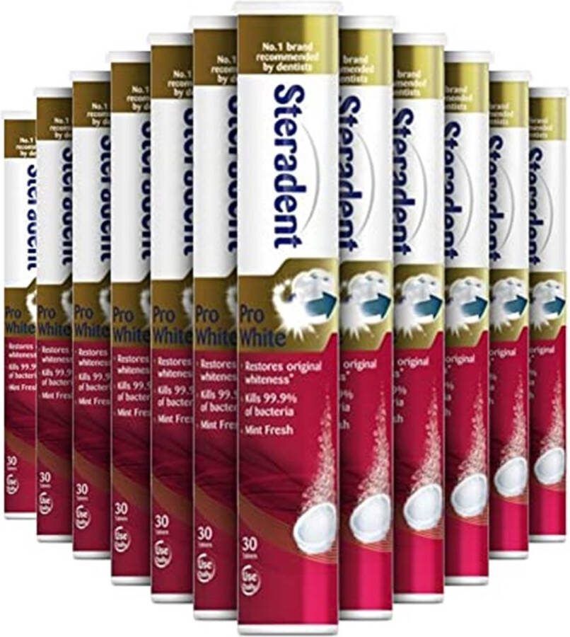 Steradent Kunstgebit Reinigingstabletten Pro White 12 x 30 Tabletten voordeelverpakking