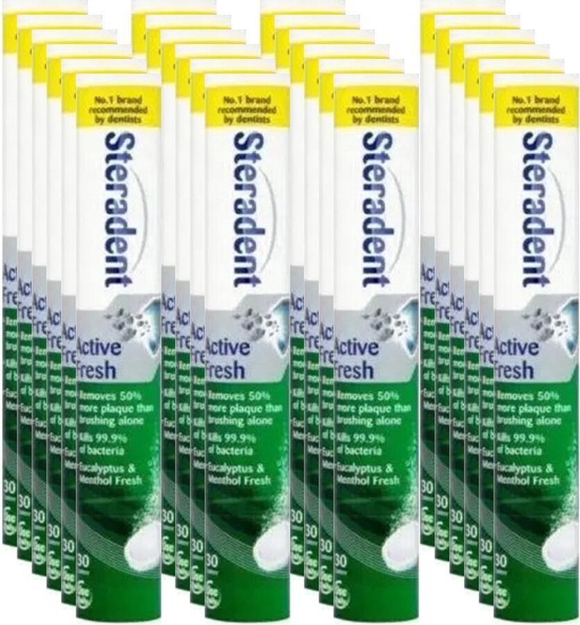 Steradent Reinigingstabletten Active Fresh 30 Tabletten Voordeelverpakking 24 stuks