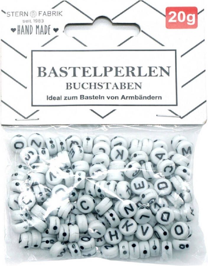 Stern Fabrik Stern Fabric Letterkralen 160x wit 6 mm kunststof alfabet knutselkralen Kralenbak