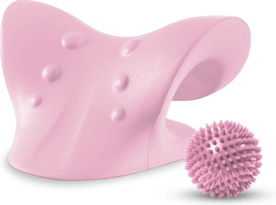STFF & co Nekstretcher – Neck Releaser – Nekkussen – Neck Stretcher – Massage Apparaat – Massage Bal – Shiatsu Massagekussen – Nekmassage Apparaat – Roze