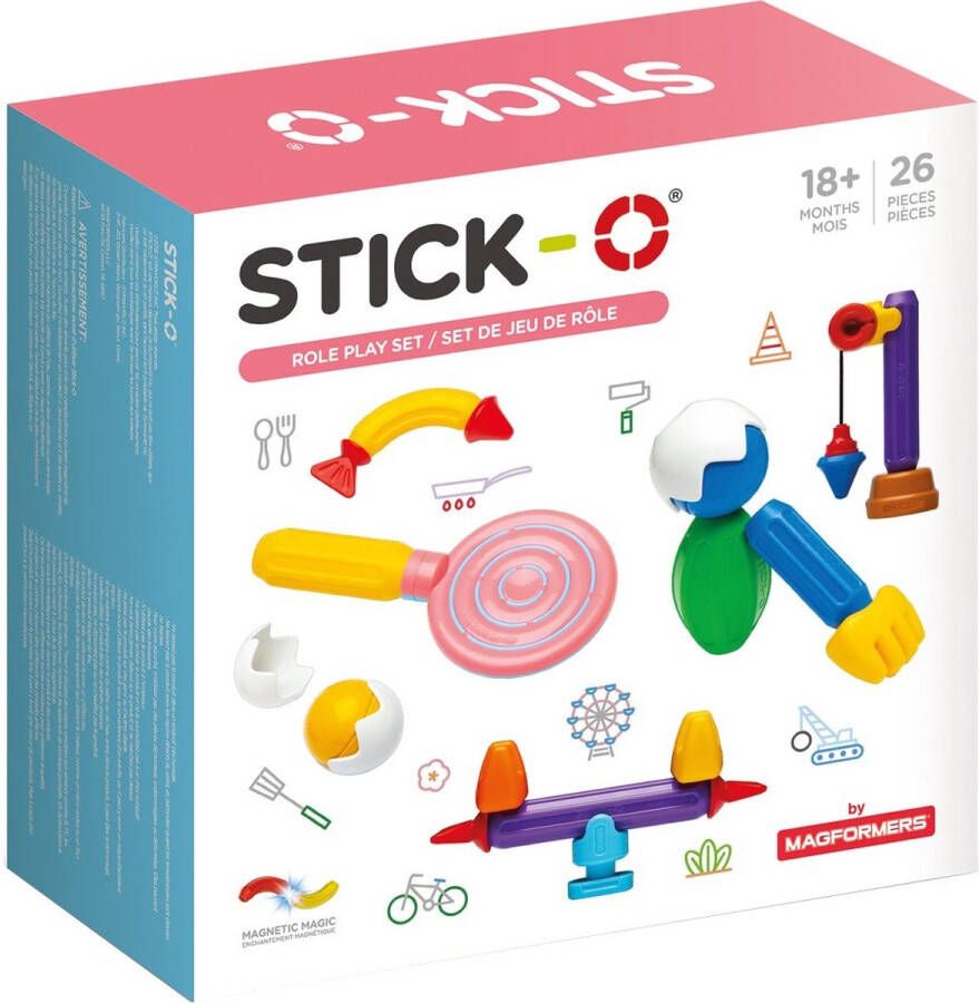 Stick-O Role Play Set 26 onderdelen magnetisch speelgoed 1 jaar peuter speelgoed jongens en meisjes baby speelgoed jongens 2 jaar