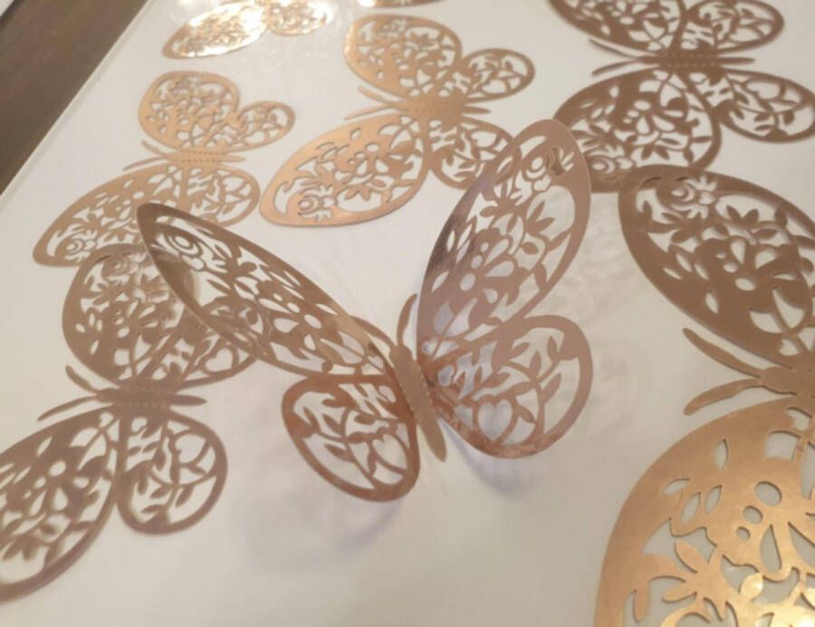 Stickerkamer 12 stuks rose gouden 3d vlinders muurdecoratie muursticker