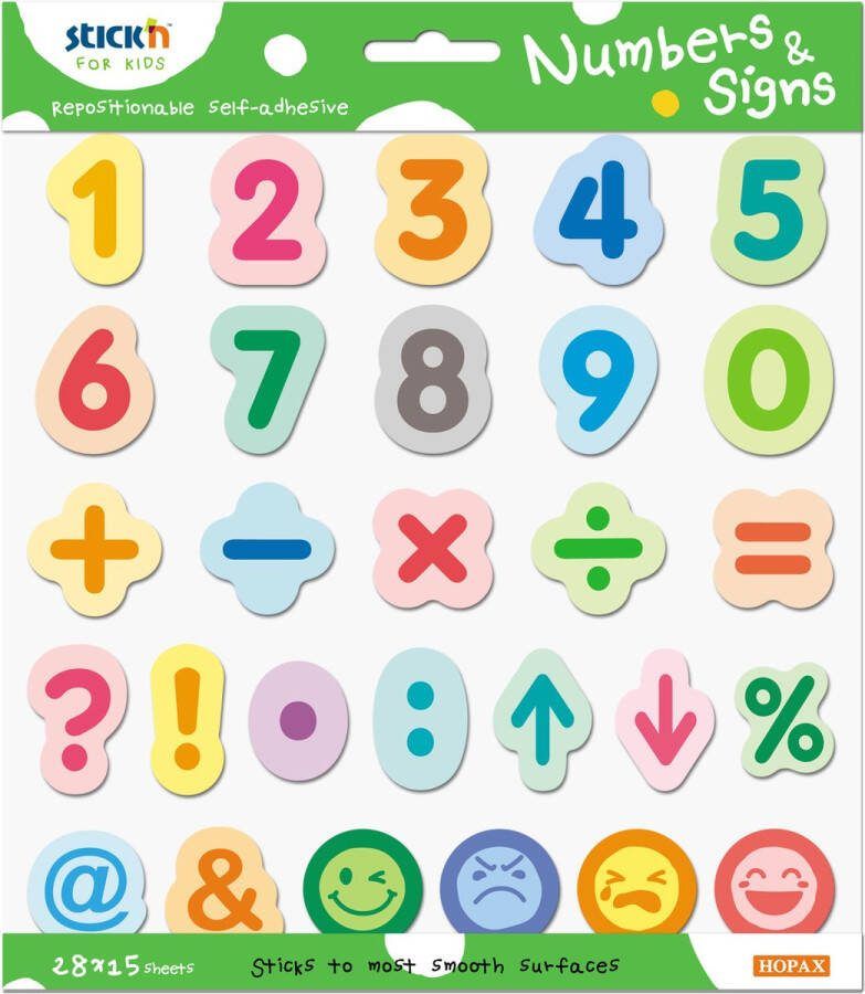 Stick'n Kleurrijke Sticky Notes Educatief Speelgoed Stickerboek Nummers Tekens Smileys