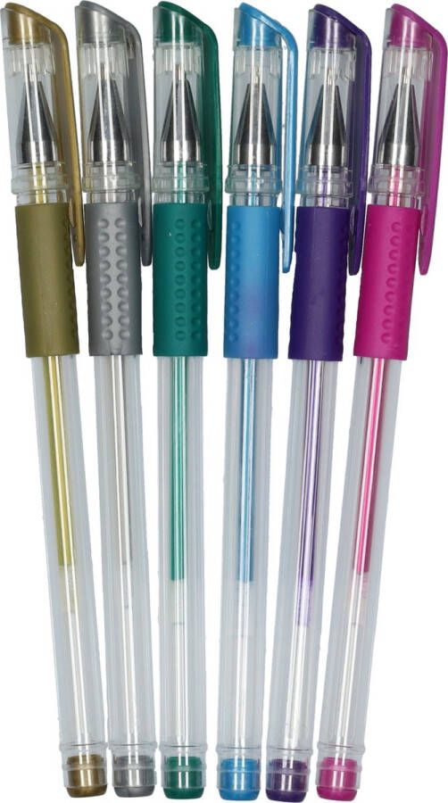 Stiften Gelpennen 6 stuks verkrijgbaar in twee varianten: metallic en glitter. Lijndikte: 0 1 mm