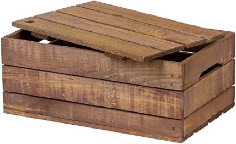 Stijf BV Houten Kist met Deksel Klein Bruin Cadeaukist Geschenkverpakking Doos Gift Kado