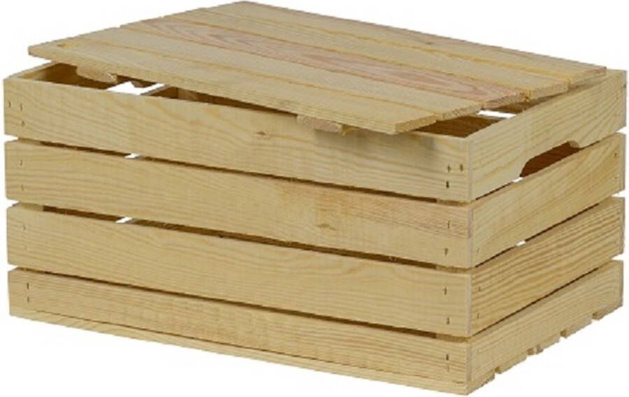Stijf BV Houten Kist met Deksel Middel Naturel Cadeaukist Geschenkverpakking Doos Gift Kado