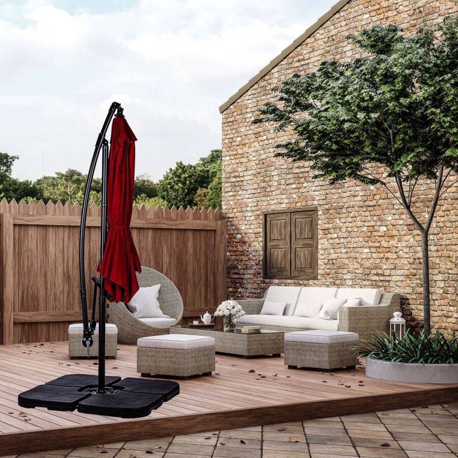 Stilista Parasolvoet Parasoltegels 4-delig Rond Vulbaar 48 x 48 x 8 cm Zwart