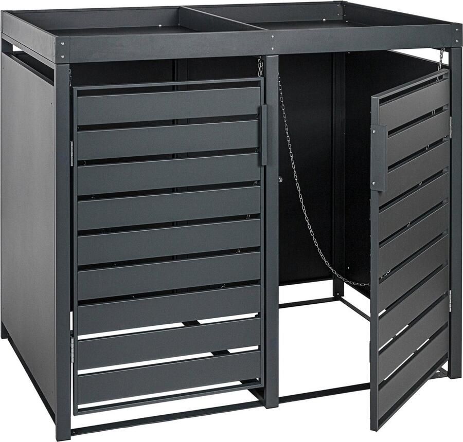 Stilista Containerombouw Met Plantenbak Kliko Ombouw 2-deurs Voor 2 afvalcontainers Max. 240 Liter Antraciet