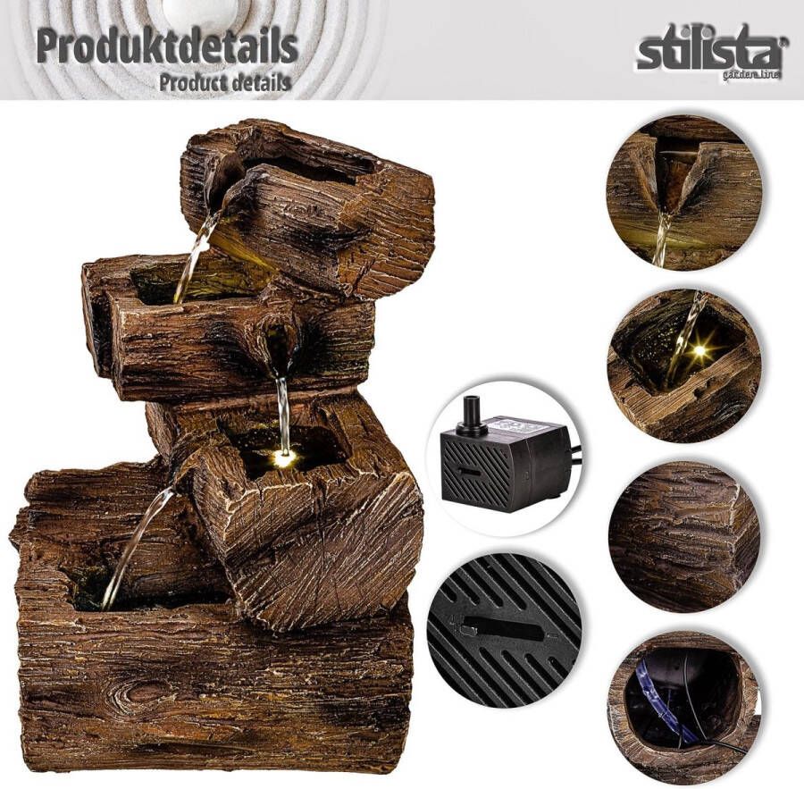 Stilista Water Fontein Hout Buiten Ornament Tuindecoratie 25 x 23 x 38 cm