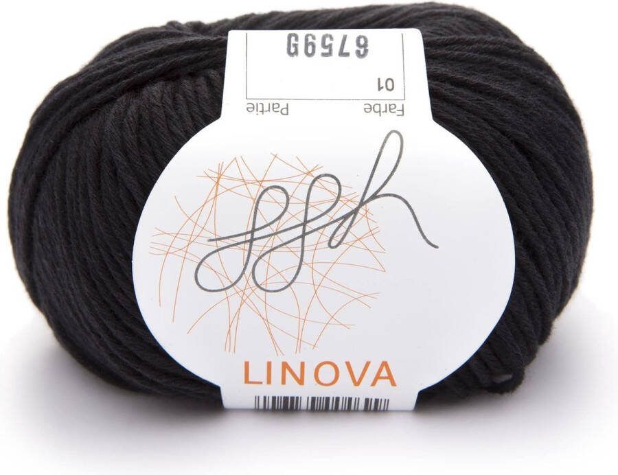 STILORD ggh Linova Katoen met linnenmix 50 g wol voor breien of haken kleur 001 zwart
