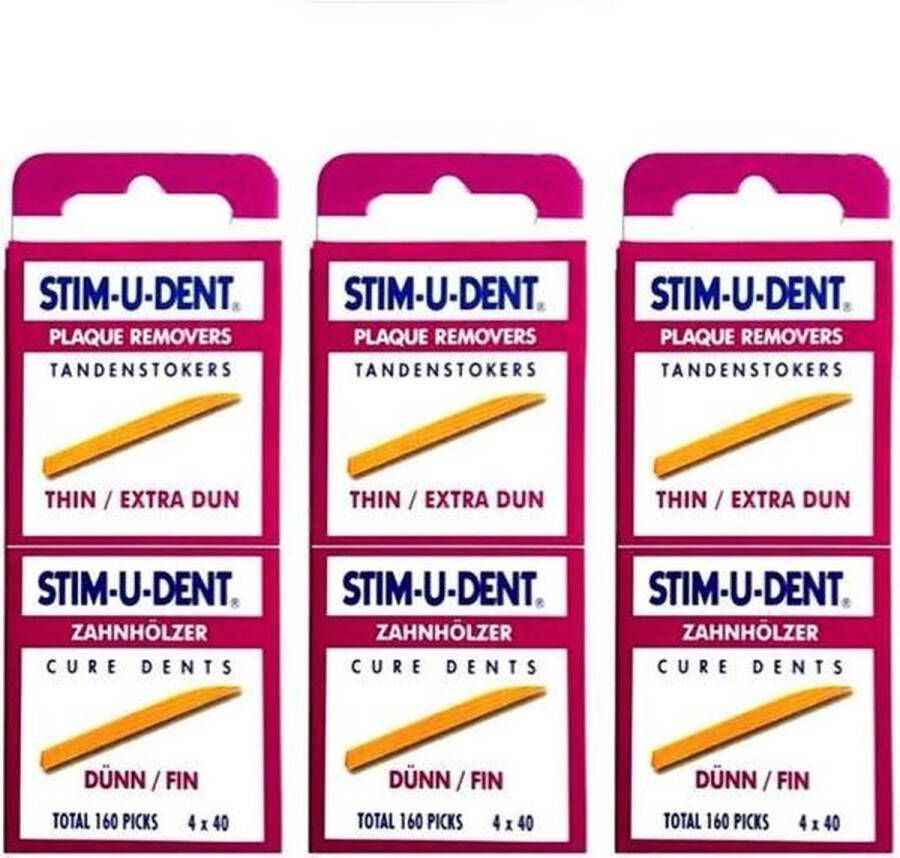 Stimudent Dun Tandenstokers 3 x 160 stuks Voordeelverpakking