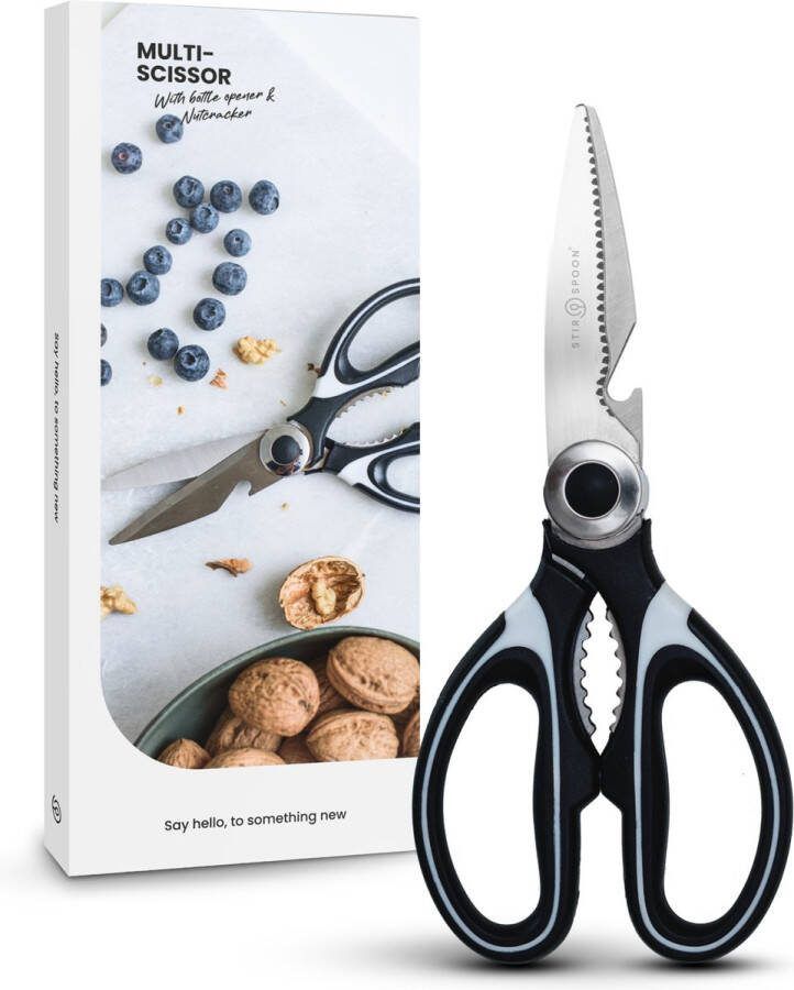 Stir & Spoon Stir and Spoon Schaar Keukenschaar Vaatwasserbestendig Rechts en Linkshandig RVS Zwart Wit