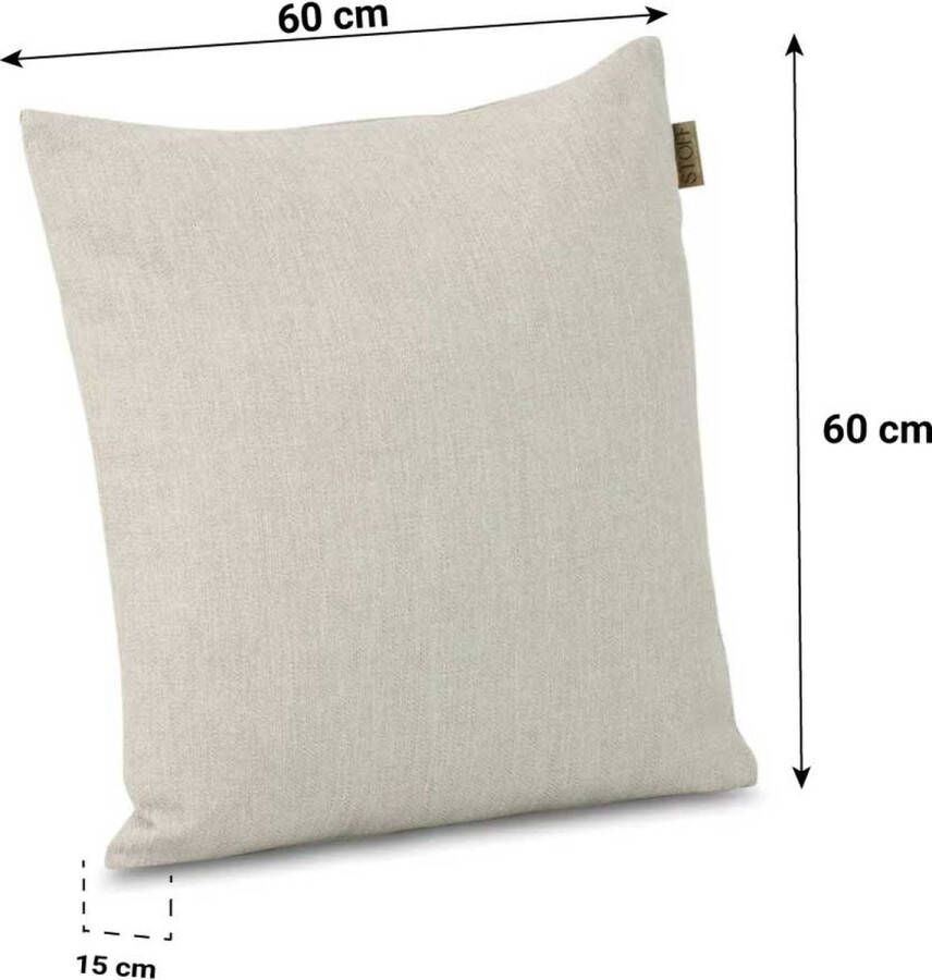 Stoff Morie sierkussen 60 x 60 cm Taupe-naturel-bruin Afritsbaar Inclusief binnenkussen