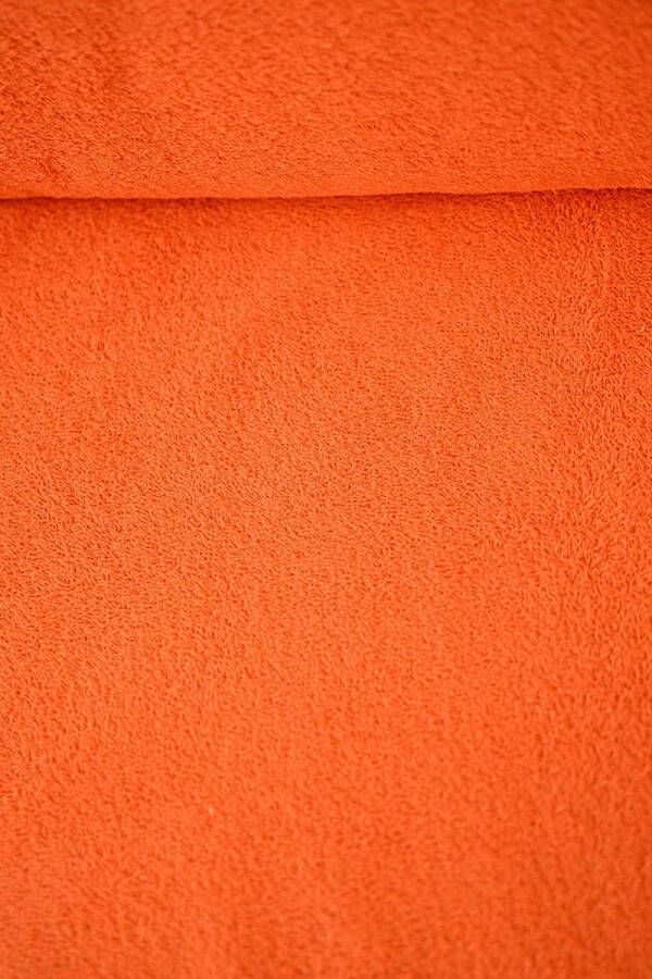 Stoffenboetiek Badstof uni katoen oranje 1 meter modestoffen voor naaien stoffen