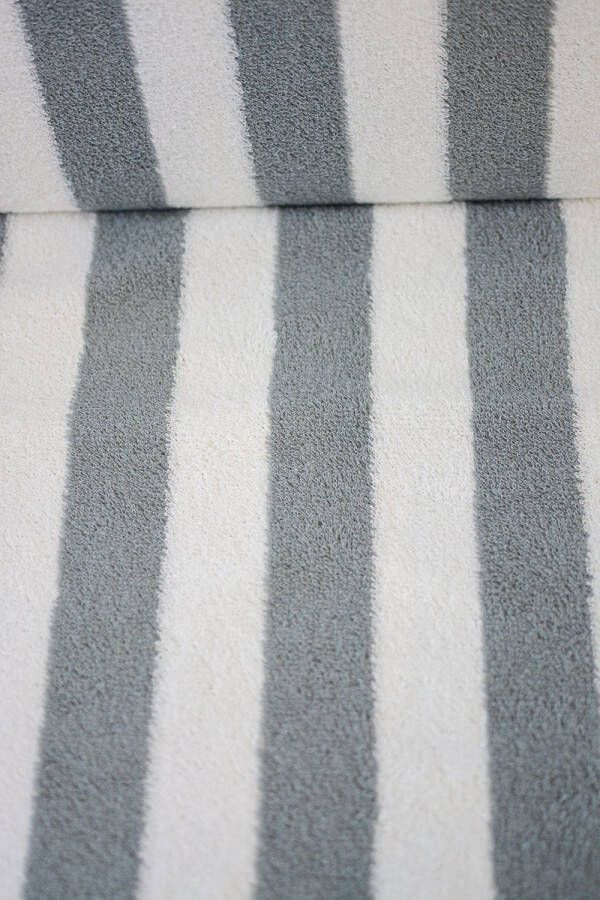 Stoffenboetiek Badstof wit en grijze strepen 1 meter modestoffen voor naaien stoffen