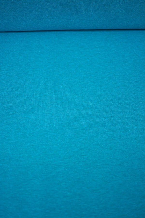 Stoffenboetiek French terry melange uni petroleum blauw 1 meter modestoffen voor naaien stoffen