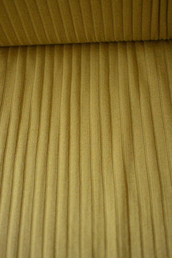 Stoffenboetiek Gebreide stof uni okergeel met streepstructuur 1 meter modestoffen voor naaien stoffen