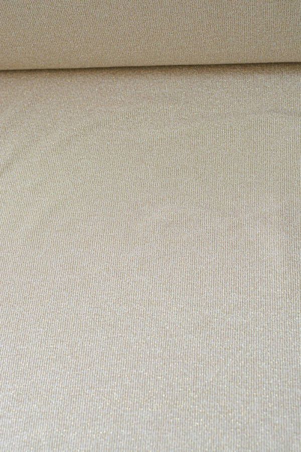 Stoffenboetiek Gebreide viscose beige met glitter 1 meter modestoffen voor naaien stoffen