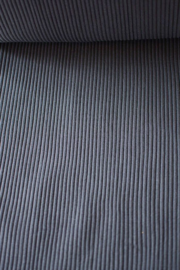 Stoffenboetiek Geribde boordstof uni donkerblauw grijs 1 meter modestoffen voor naaien stoffen